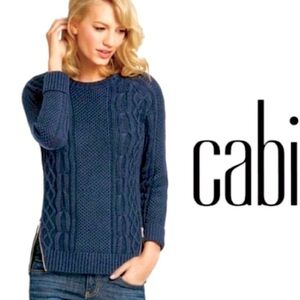 CAbi Women's Classic Navy Cable Knit Sweater